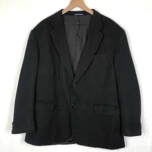 Lands' End Other - VTG LANDS' END‎ Camel Hair Blazer Men's Sz 48R Black Sport Coat Classic USA Made